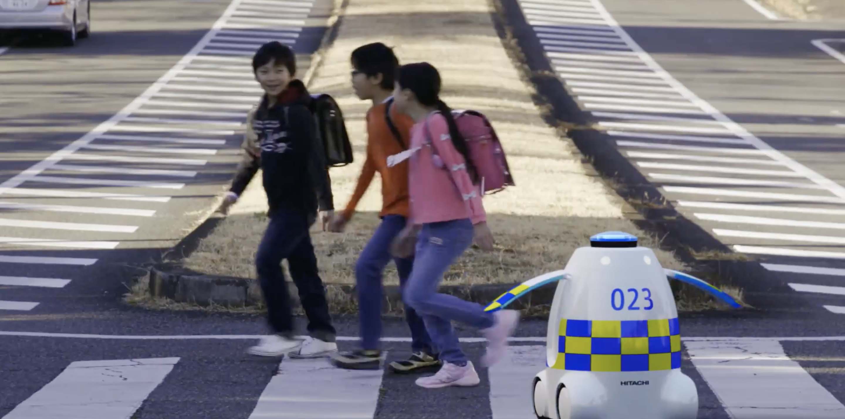 With an interest in social impact and public safety, Hitachi is exploring the benefits of having robots act as urban ushers. (Image: Hitachi)